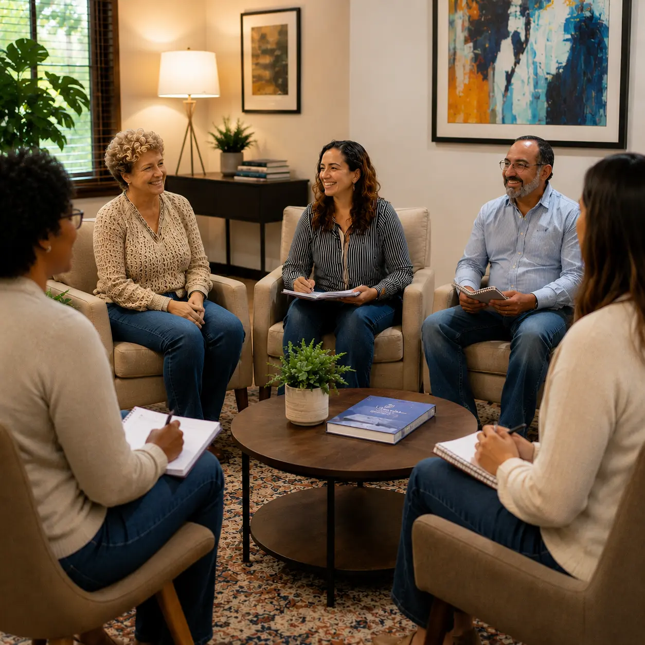 Immigrant family together receiving inclusive mental healthcare